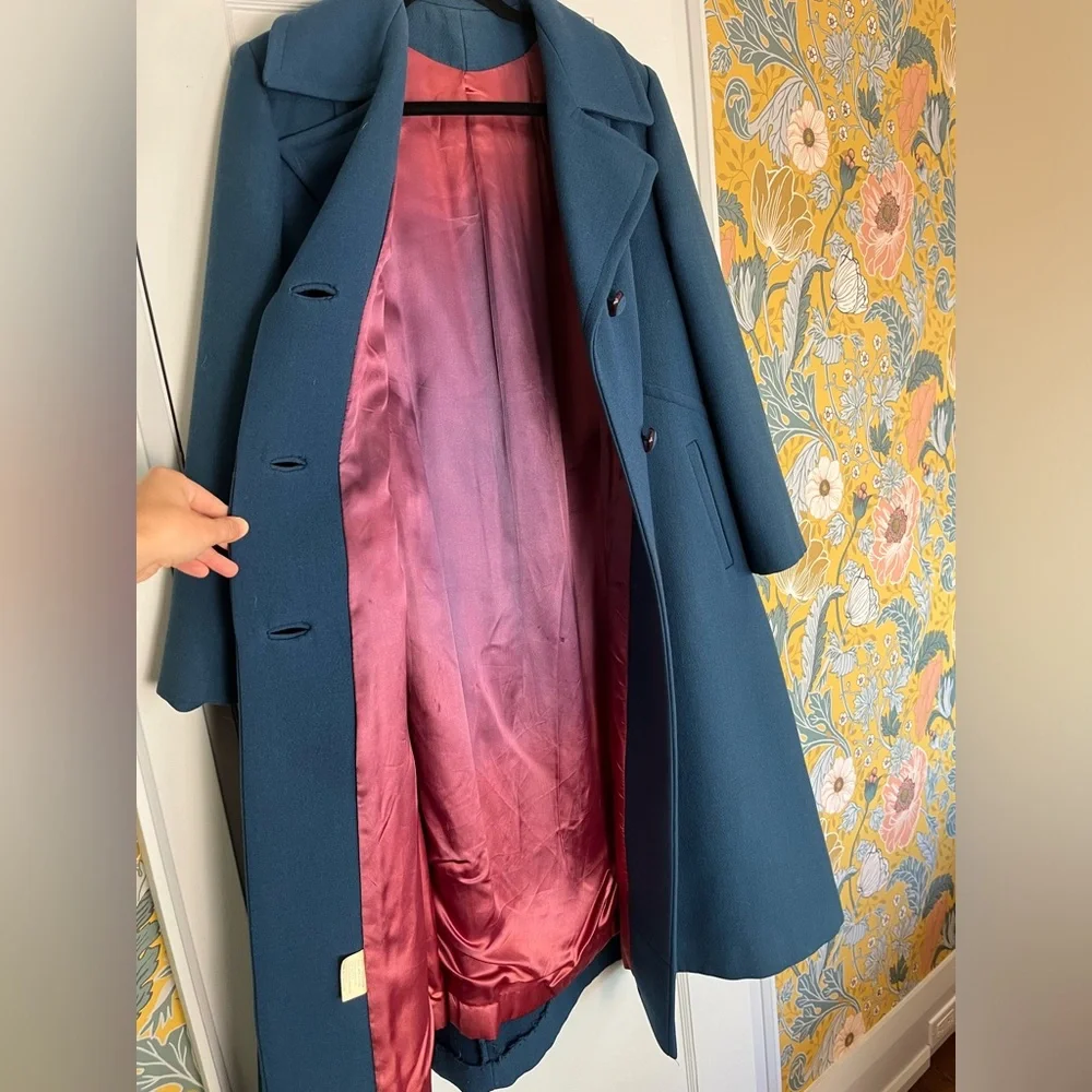 Vintage wool winter coat with removable fur collar - Picture 4 of 8